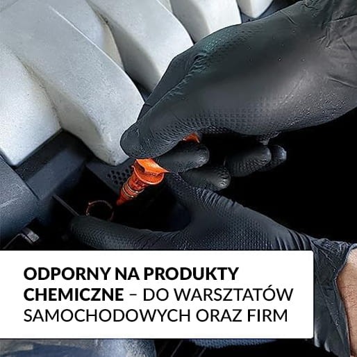 Rękawice nitrylowe czarne grube Diamond Gripp SD Medispo 8,5 gr. 50 szt. XXL